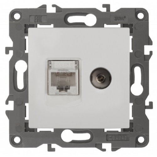 Розетка RJ45+TV Оконечной без рамки Эра Elegance 1-м. белый фото Розетка RJ45+TV Оконечной без рамки Эра Elegance 1-м. белый картинка